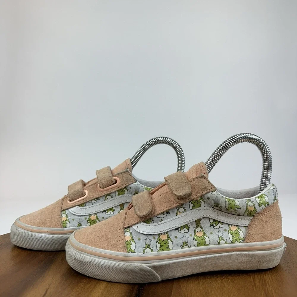 Big Kids Girls Vans‎ Old Skool V Holiday Christmas Tree Pink Sneakers Size 2 Y
